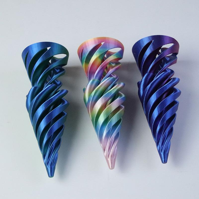 Rotating Pyramid 3D Printed Spiral Cone Three-dimensional Pyramid Desktop Figure Home Decoration Desk Accessories