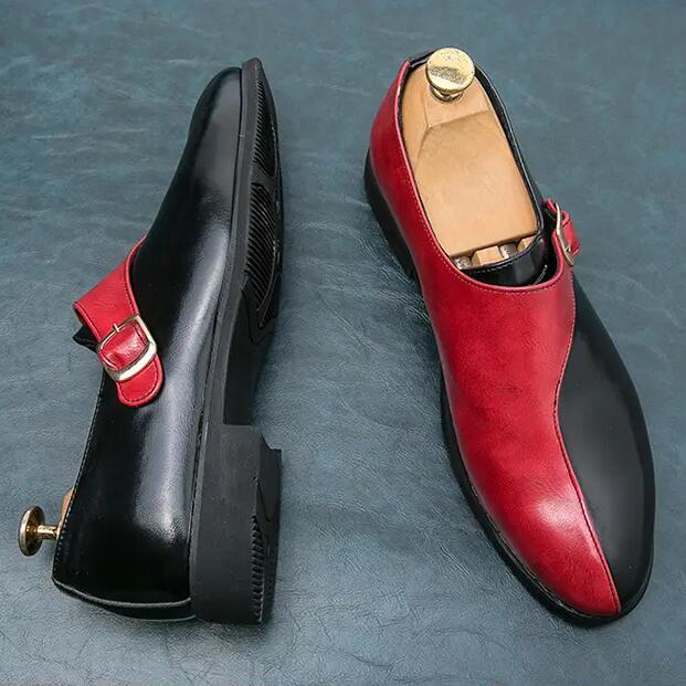British pointed leather shoes summer breathable black and white personality casual youth heightening shoes hairstylist