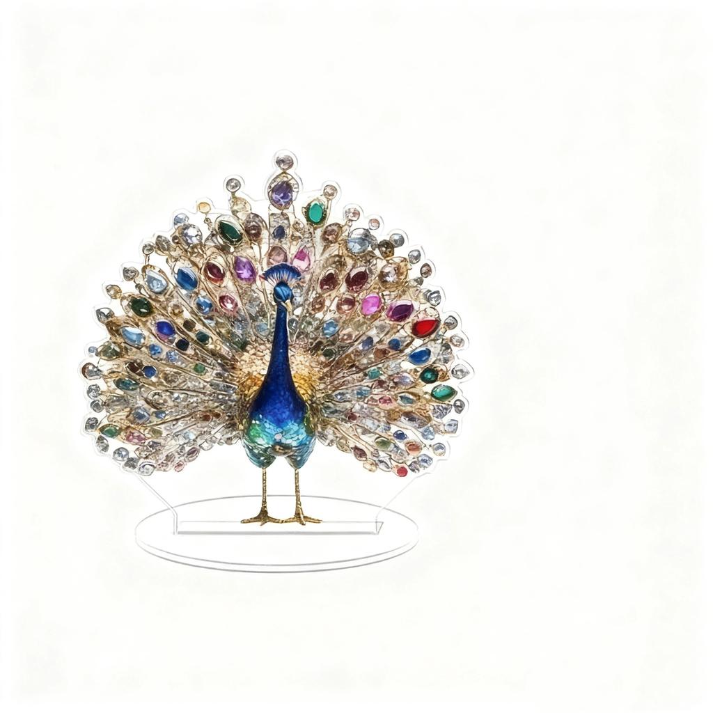 1 Peça Figurino Acrílico Plano 2D Ornamento Pavão de Cristal Luxuoso Decoração de Mesa Para Quarto Sala de Estar Escritório