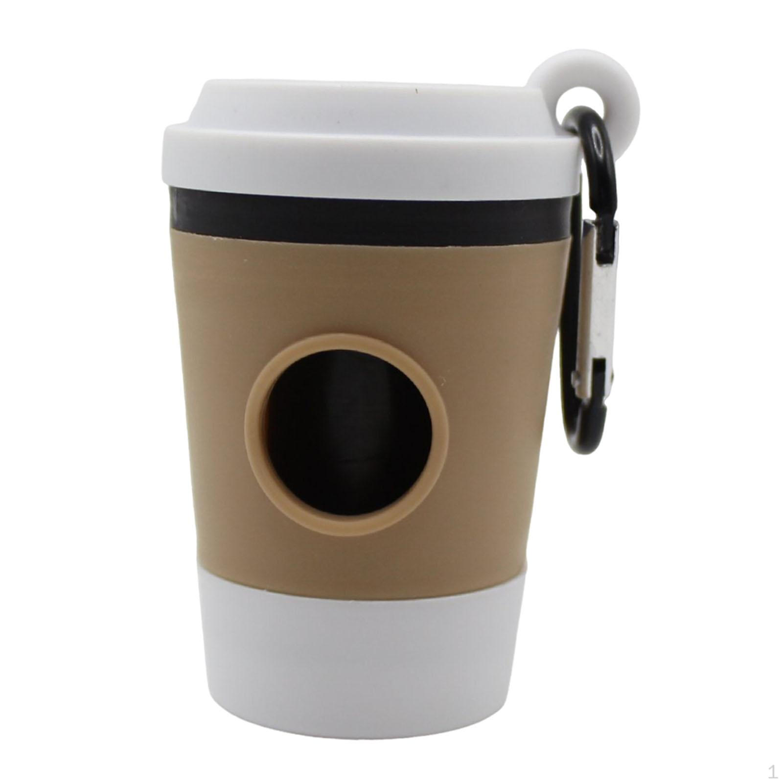 

Диспенсер для пакетів для собачих відходів у формі кавової чашки 3,2×2 дюйми Аксесуар із затискачем Універсальний White Lid