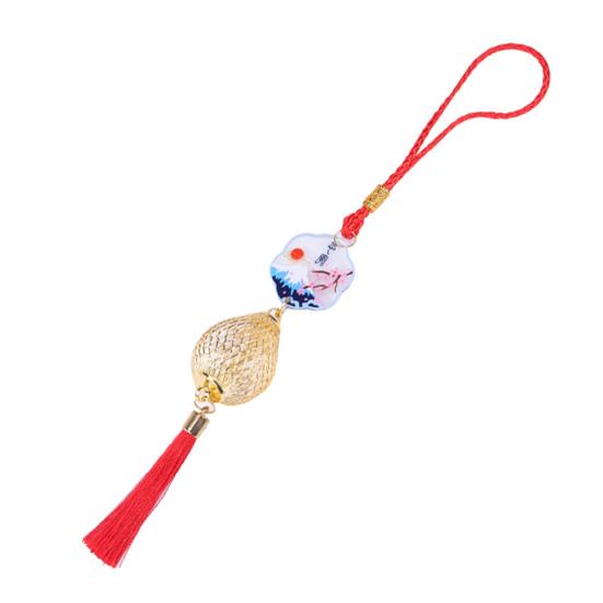 Chinese New Year Decoration Mini Golden Hollow Lantern Ornament Lucky Hanging Tassel Pendant for Fortune Wealth Success Home Kitchen Bonsai Tree Car