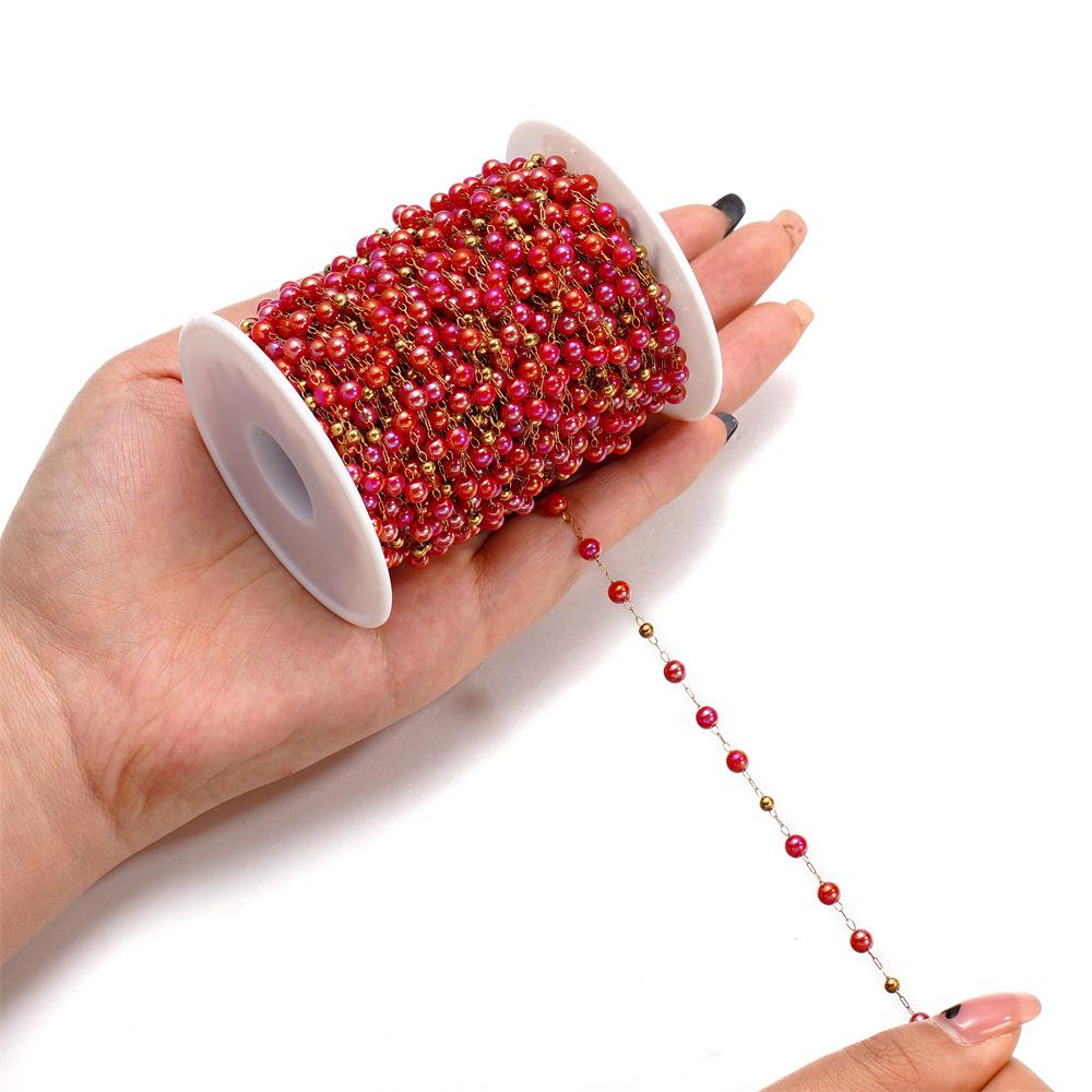 Chaîne à billes colorées œil de chat en acier inoxydable d'1 mètre pour bijoux DIY