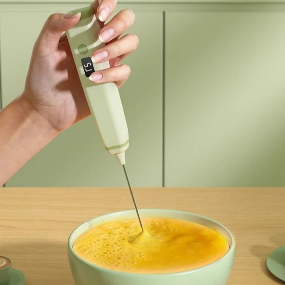 Digital Display Electric Milk Frother Wireless Milk Foam Maker Manual Cream Blender  Baking