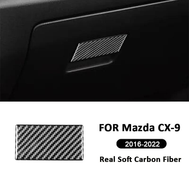For Mazda CX-9 2016- Carbon Fiber Car Co-Pilot Storage Box Pull Handle Switch Trim Cover Interior Decoration Sticker