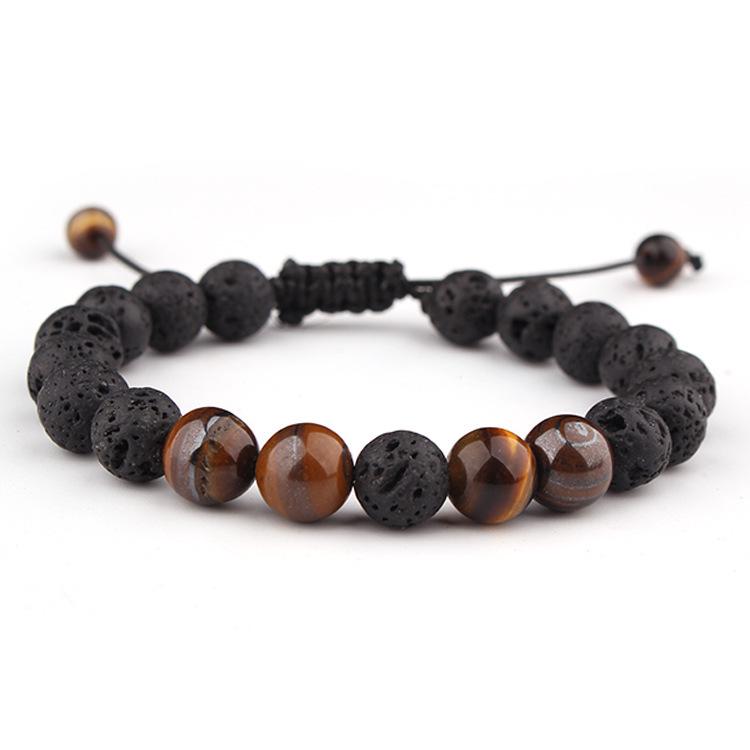 Energy Volcanic Stone Yoga Bracelet - 8mm Natural Woven Beads
