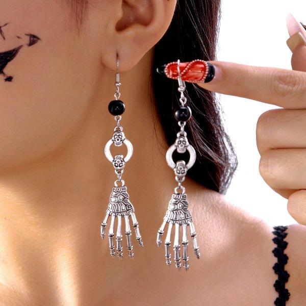 Classic Gothic Black Moon Star Tassel Crystal Earrings for Women Vintage Vampire Bat Water Drop Earring Halloween Charm Jewelry