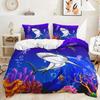 3D Digitaldruck Bett Dreiteilig Tierillustration Meeresleben Tiger Kuh Pferd Set