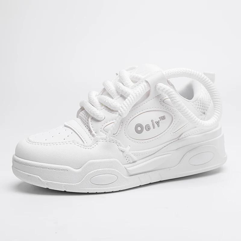 

Кроссовки мужские на платформе кроссовки для бега черные на шнуровке мужские вулканизированные туфли массивные кроссовки Chaussure Homme 35 белый