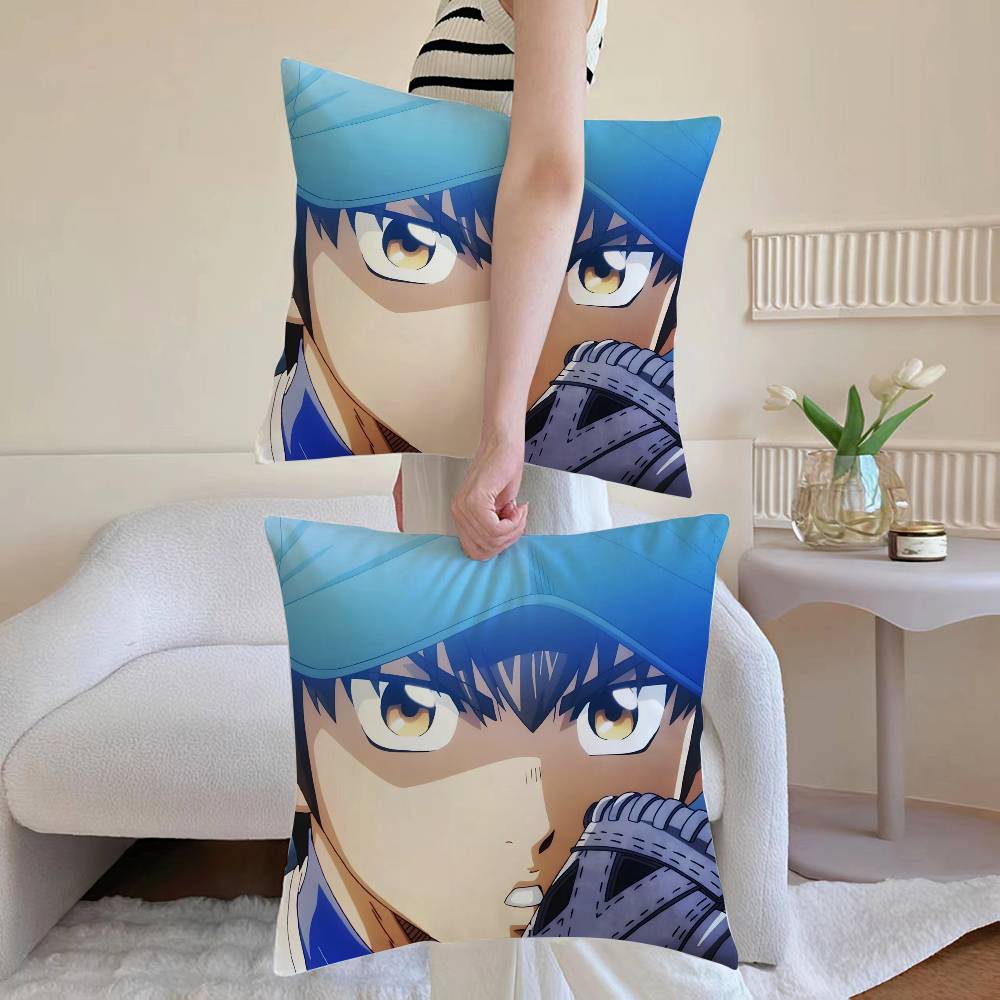 S-Sawamura Eijun Pillow Case Anti-dustmite Pillowcase Invisible Zipper Silky Sofa Cushion Cover
