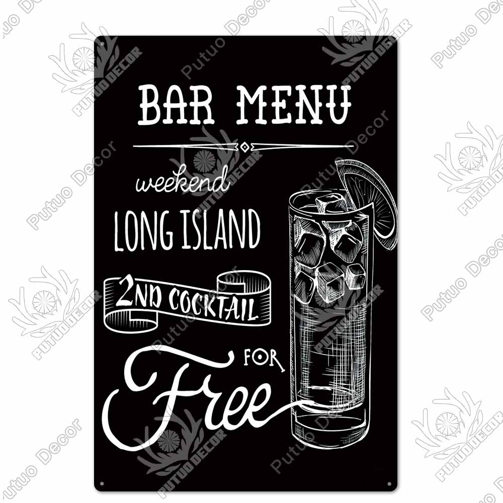 Putuo Decor Cocktail Vintage Metal Sign Tin Sign Decorative Plaque Wall Decor Bar Pub Man Cave Living Room Decoration