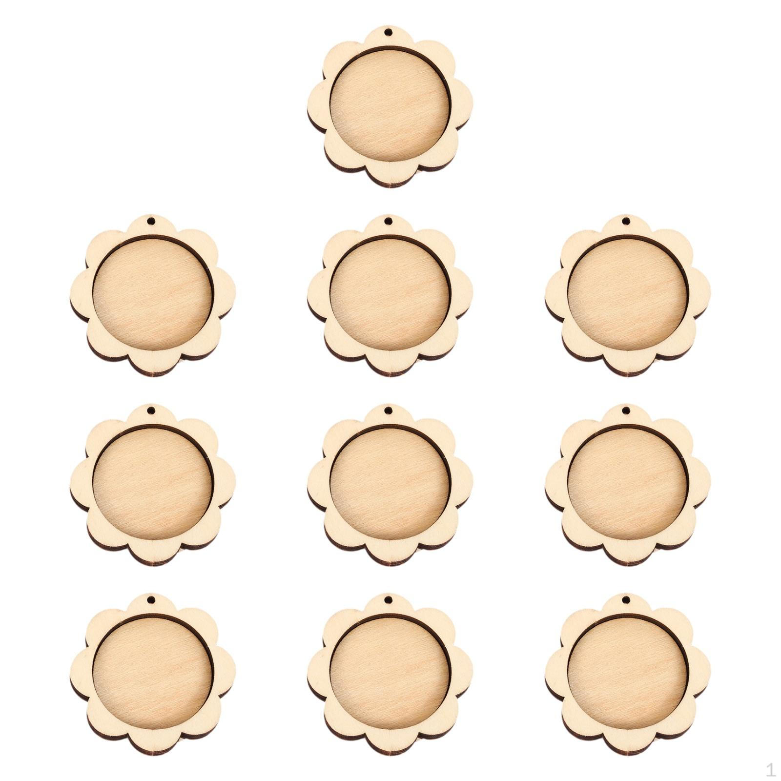 10 Mini Embroidery Hoops, Display , Wooden Cross Stitch Frame Rings for DIY Pendants, Handicrafts Flower Shape