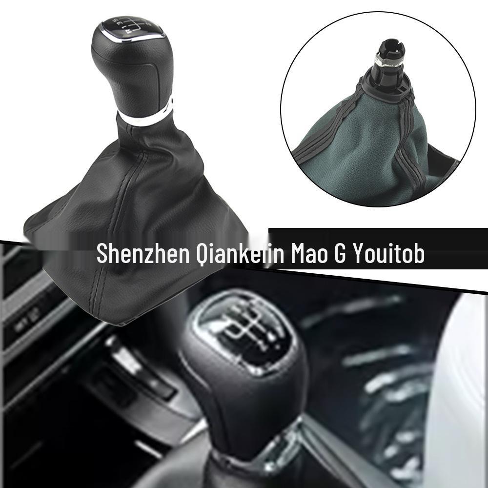 Chrome Gear Shift Knob with Leather Boot for Skoda Octavia A5/A6 (2004-2012)