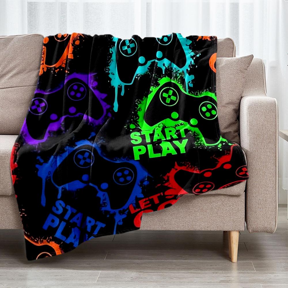 Game Controller Theme Printed Blanket - Perfect for Couch, Bed, Travel & Outdoor Use | Machine Washable, Cozy & Durable.