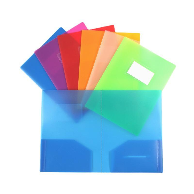 Double-Pocket Transparent L-Type A4 Document Folder with Clip