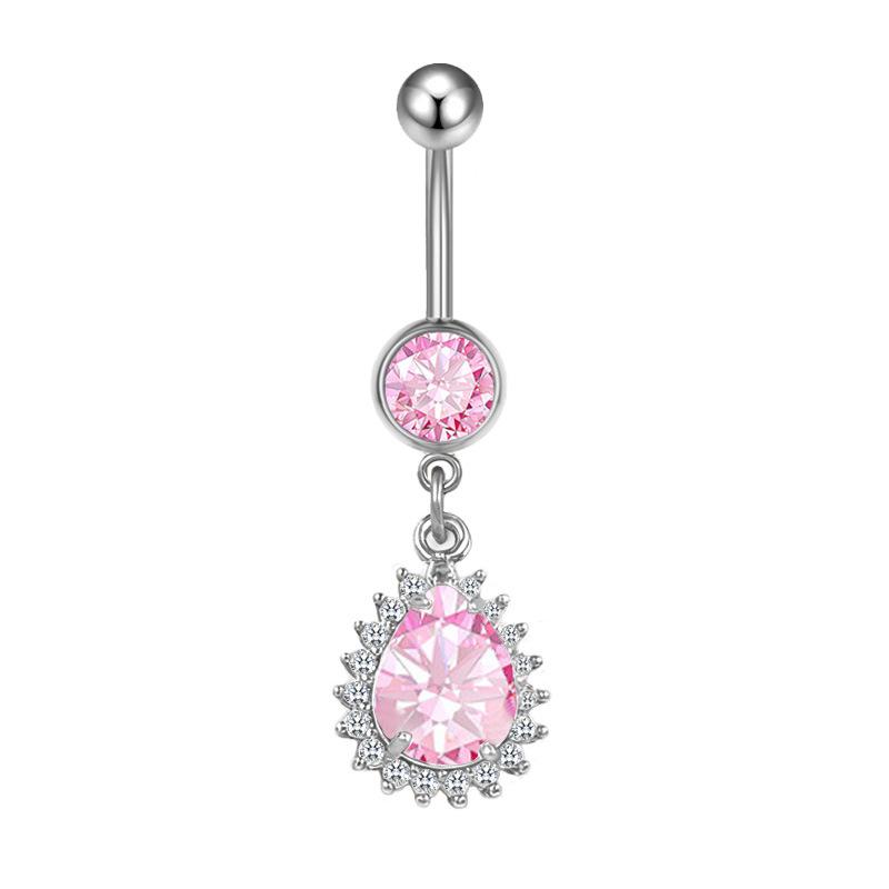 Heart-Shaped Water Drop Navel Ring - Trendy European & American Style