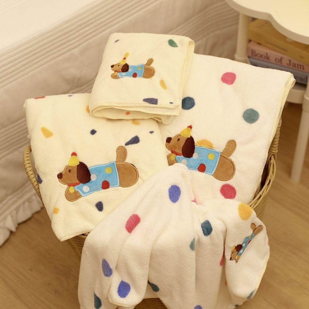 Absorbent Coral Fleece Bath Towel Cartoon Puppy Pool Towel Skin Friendly Soft Towel Set  Girls