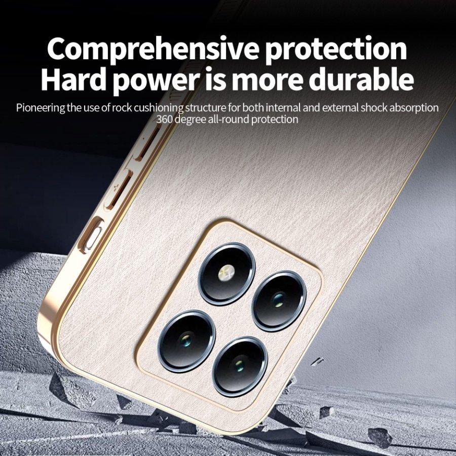 Plating Gold Silk Skin Case for Xiaomi Mi 14T 13T 11T Pro 13 12 14 15 Ultra Full Protection Shell Leather Shockproof Back Cover
