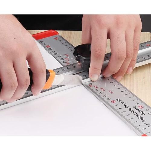 High-Precision T-Square Ruler, Aluminum Alloy Marking Ruler, Measuring Tool for Woodworking, Marking, and Ruled Lines, Carpenter, 60cm (Picture Color)