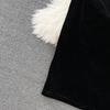 New Autumn Celebrity Temperament V Neck High Waist Dress with Bronzing Printing Fold Stitching and False Two Bag Hip Design