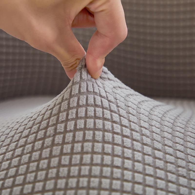 Corn Grain Fleece with Armrest Backrest Chair Cover All Seasons Universal Solid Color Curved Stool Cover