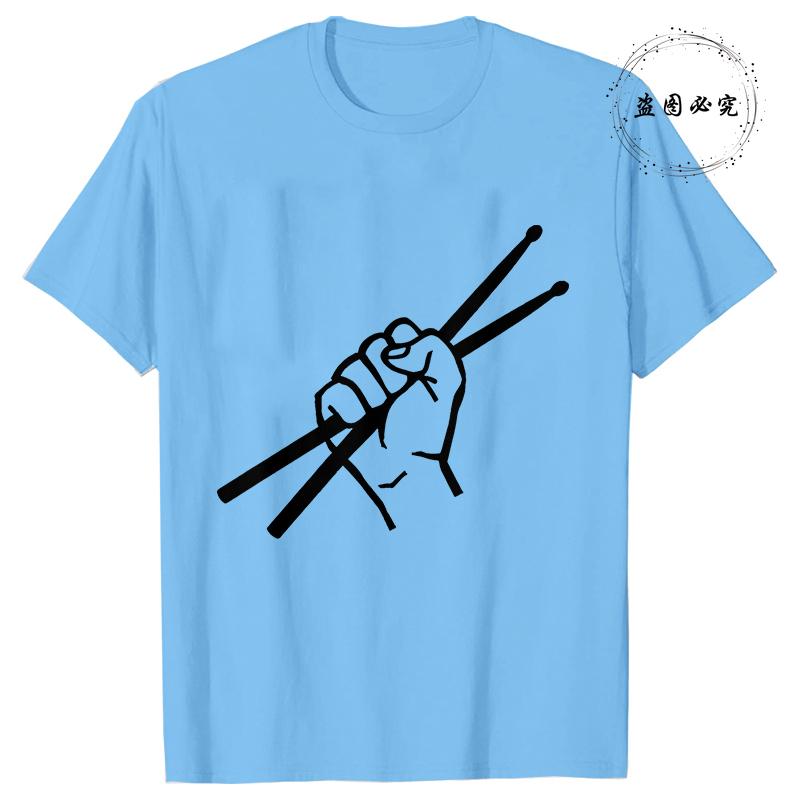 Mens T Shirt Drummer Drumsticks Graphic Y2k Tops Summer Short Sleeve Tees Harajuku Streetwear Unisex TShirt Women Clothing