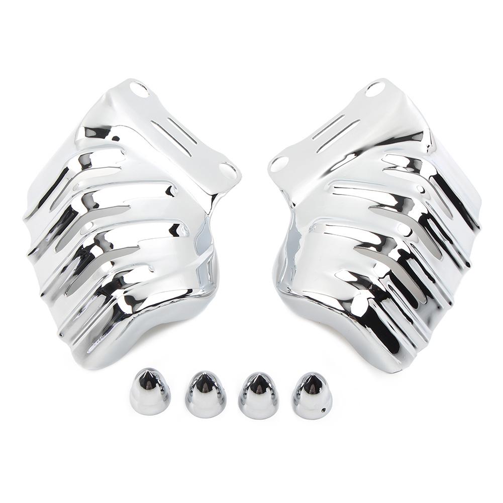 1Pair Black/Chrome For Harley Touring Road Glide Ultra FLTRU Motorcycle Steel Front Brake Caliper Covers
