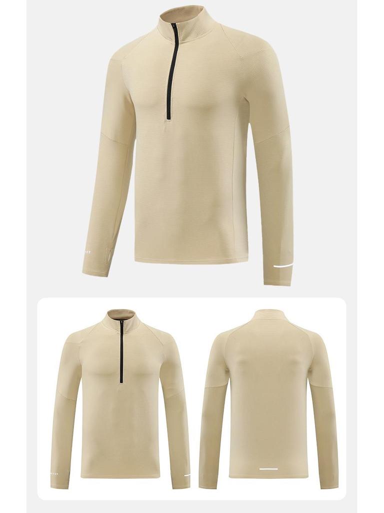 Men's Quick-Dry Half-Zip Sports Sweatshirt - Long Sleeve, Stretch, Stand Collar, for Autumn/Winter Running & Fitness.