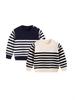 Spring & Autumn Baby Cotton Button Knit Sweater - Unisex Round Neck Stripe Top