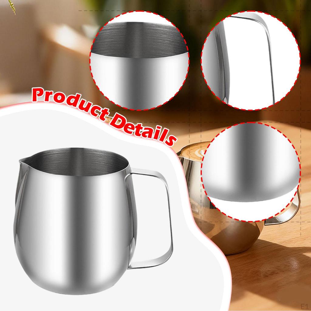 Milk Frothing Pitcher Container Comfortable Grip Smooth Surface Espresso Machine Parts Sturdy Latte