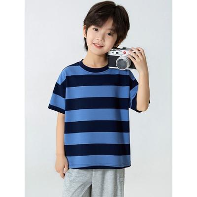 Children's Brand Export Clothing 2026 Summer New Style Kids' 95% Cotton Short-Sleeve T-Shirt Korean Style Colorful Thick Stripes