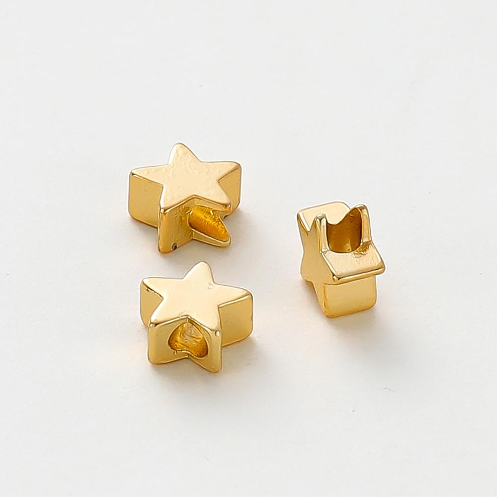 20pcs/lot 14K/18K Gold Color Plated Star Shape Beads Bracelet Spacer Beads for DIY Jewelry Necklace Decorate Making Supplies