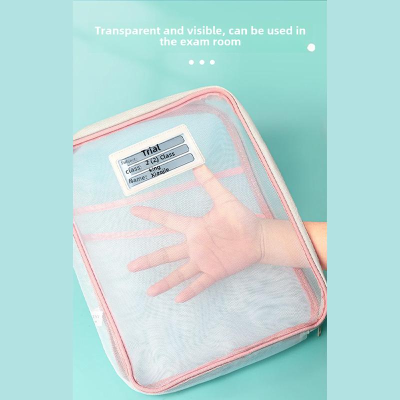 A4-Aufbewahrungstasche für Schreibwaren, Ordner, Schul- und Bürobedarf, Schreibwarentasche, doppellagige Netztasche mit Reißverschluss, Organizer mit großem Fassungsvermögen