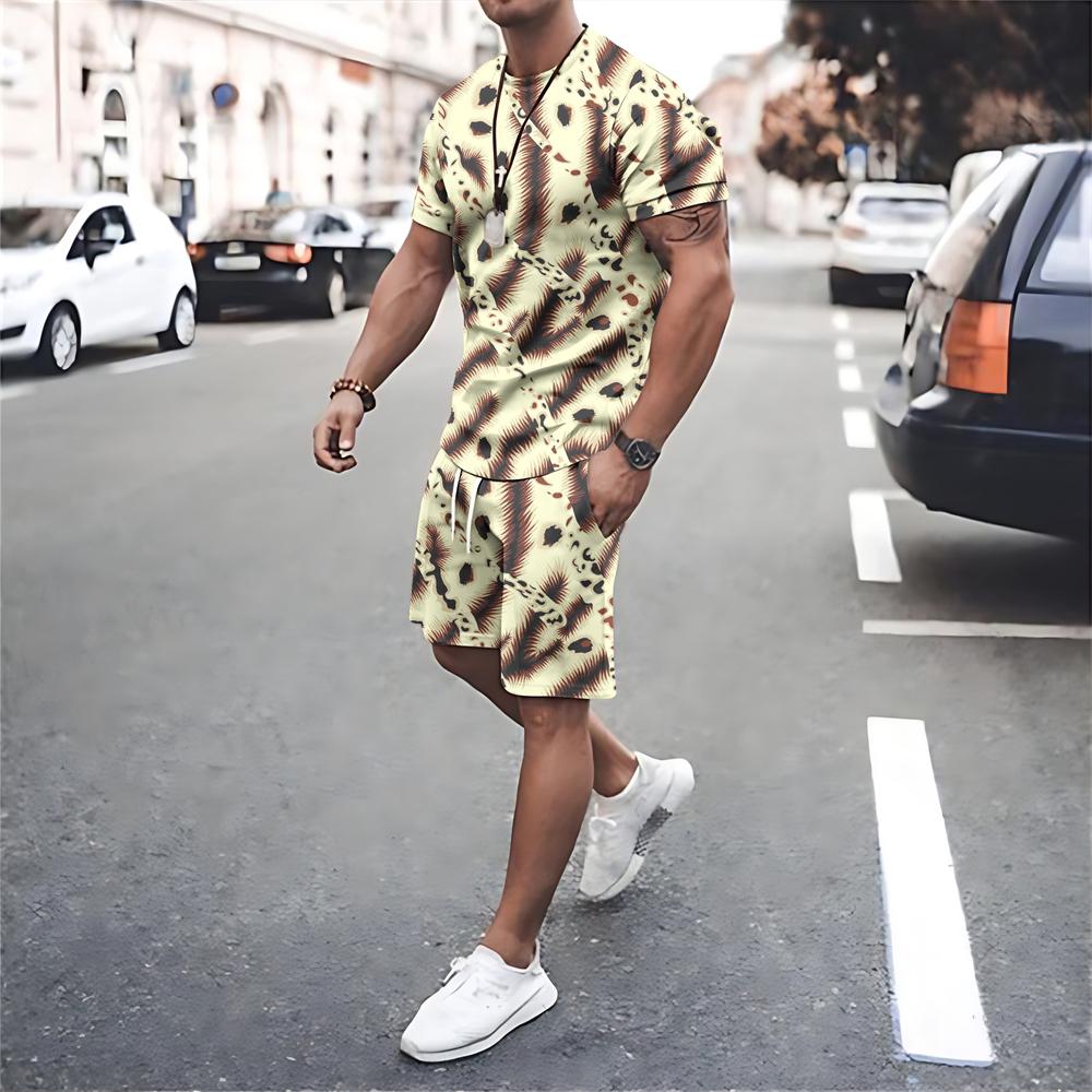 Men Summer T Shirt Shorts Sets Fashion Male Tracksuits Oversized T-shirts Streetwear Sportswear Short Sleeve Suits Men Clothing