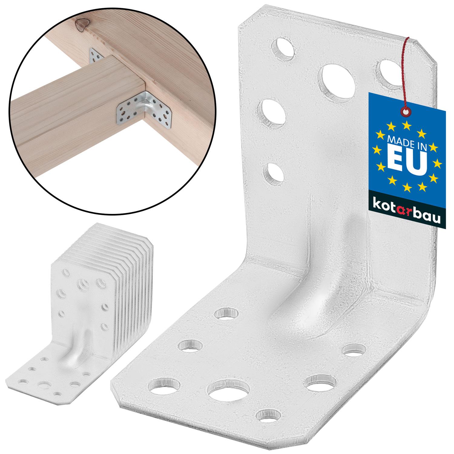 KOTARBAU® 12 Stuks Hoekverbinder, Verzinkt Staal, 60 x 60 x 45 mm, Zilver, Hoekanker Met Ril, Zware Hoekverbinding, Hoekijzer, Versterkingshoek, Montagehoek Voor Houtconstructies