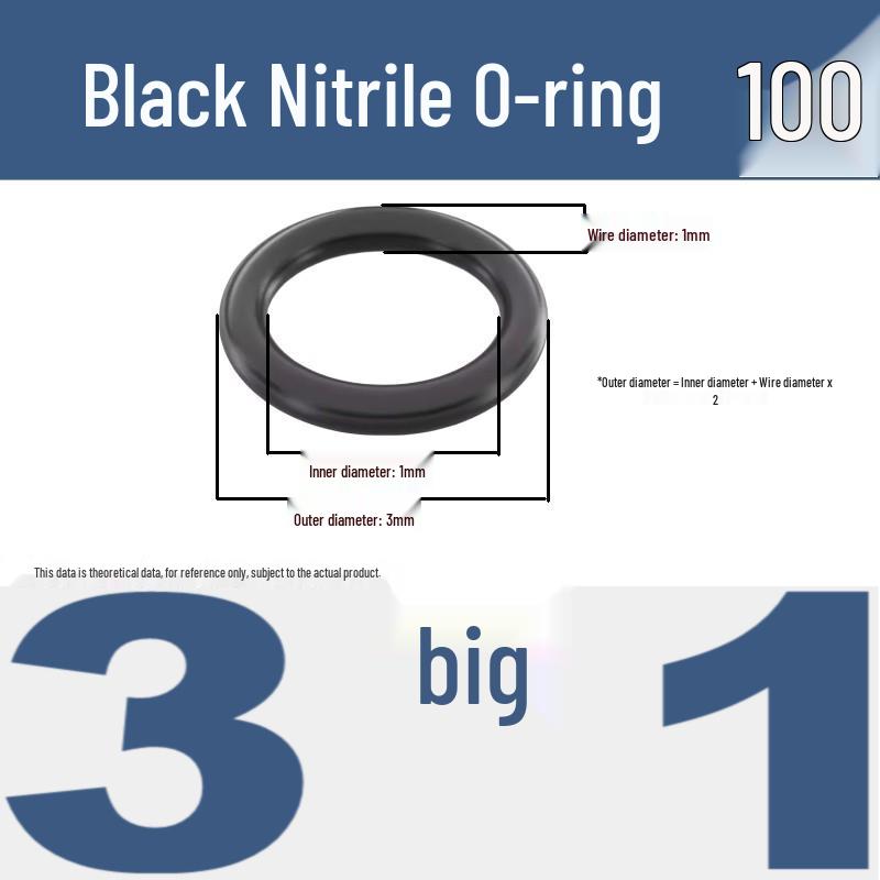 

High-Temp Waterproof Nitrile Rubber O-Ring Seal, 3-52mm Outer Diameter, 1mm Wire Diameter