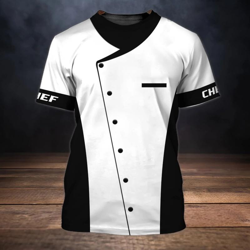 Chef Uniform Pattern T Shirt For Men Chef's Knife 3D Printed Tees Summer Harajuku Short Sleeve Loose Street Tops Sport T-shirts