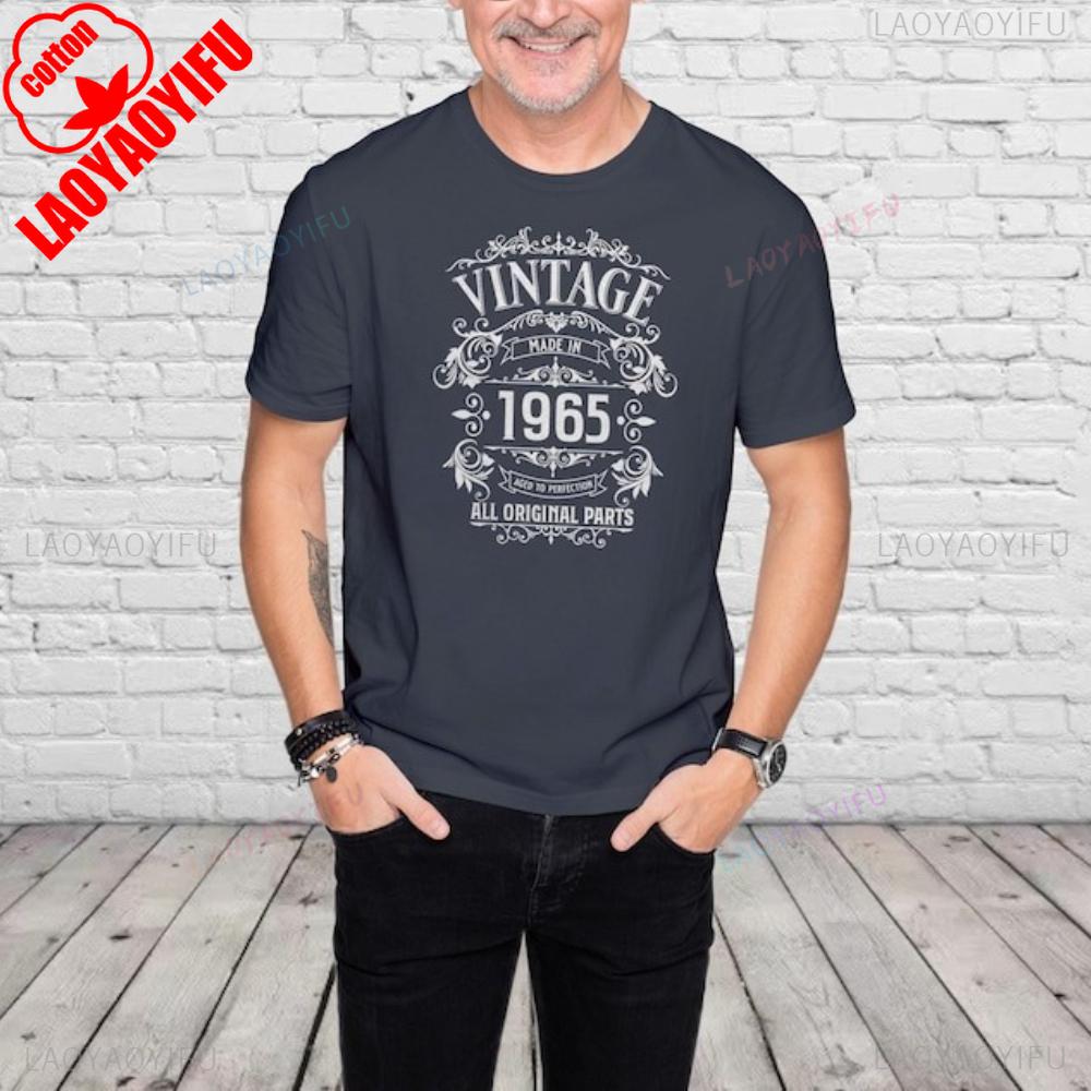 60th Birthday Gift 1965 Vintage TShirt  Classic Printed Pattern Casual Fashion Tops  Woman Man Cotton Street Fashion Tshirt