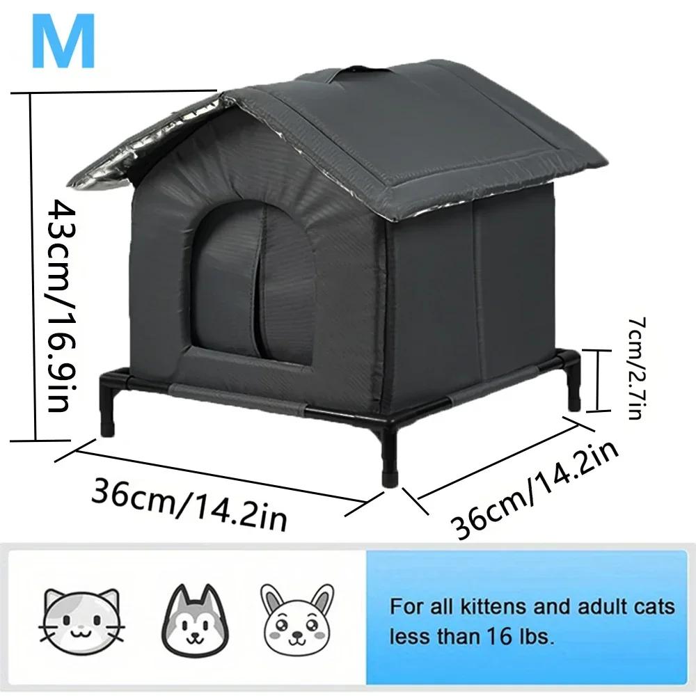 Outdoor Cat Shelter Heated Cat House Waterproof Insulated with Elevated Base Feral Cats Shelter Street House In Winter Yard