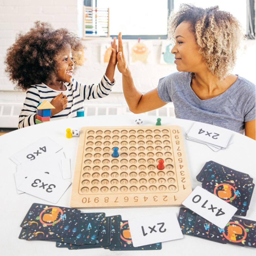 Wooden Math Board Table Tray Maths Multiplication Board Educational Learning Counting Game for Kids