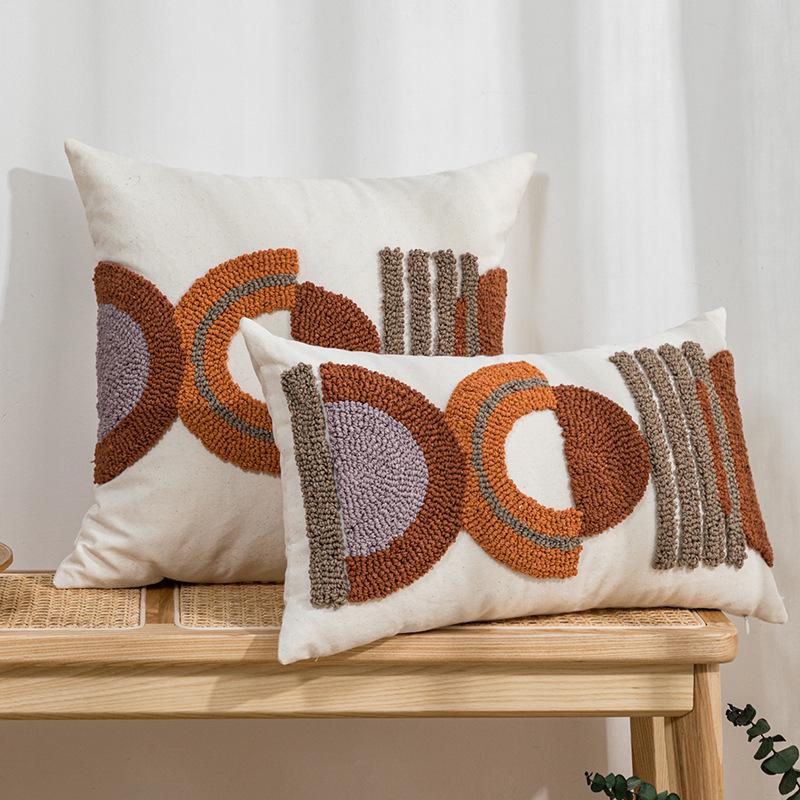 American Light Luxury Velvet Tufted Cotton Canvas Pillow for Home and Bedroom