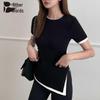 Women's Faux Two-Piece Colorblock Short Sleeve T-Shirt