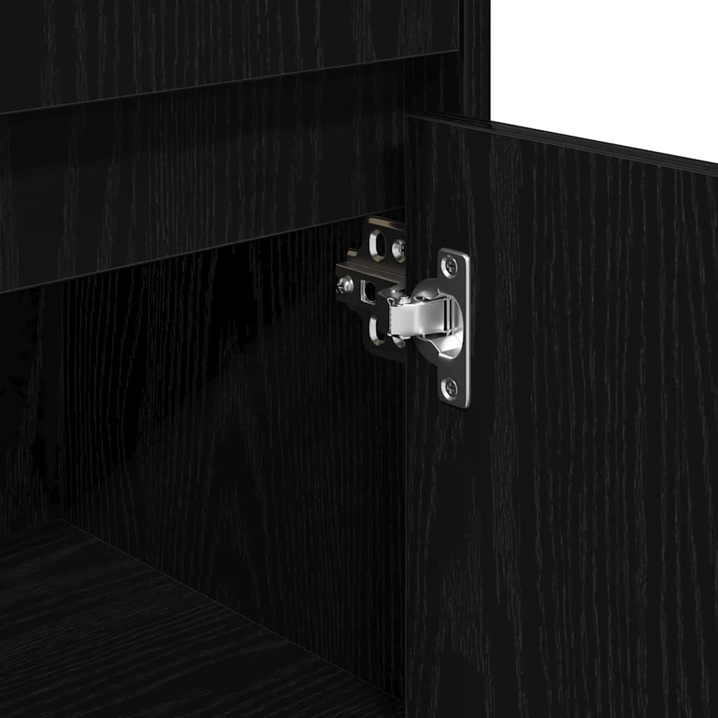 Bathroom Cabinet with Door Black Oak Look 30 x 30 x 95 cm