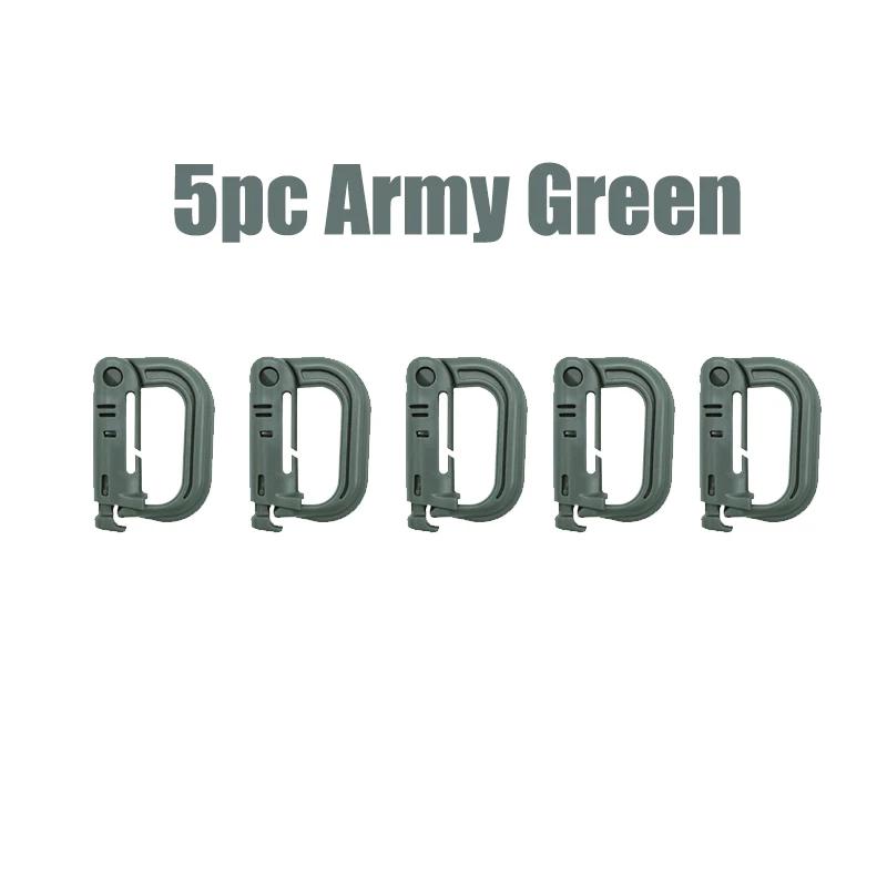 5PC Plasctic Shackle Carabiner D-ring Clip Molle Webbing Backpack Buckle Snap Lock Grimlock Multi Outdoor Use Hiking Camping Gear