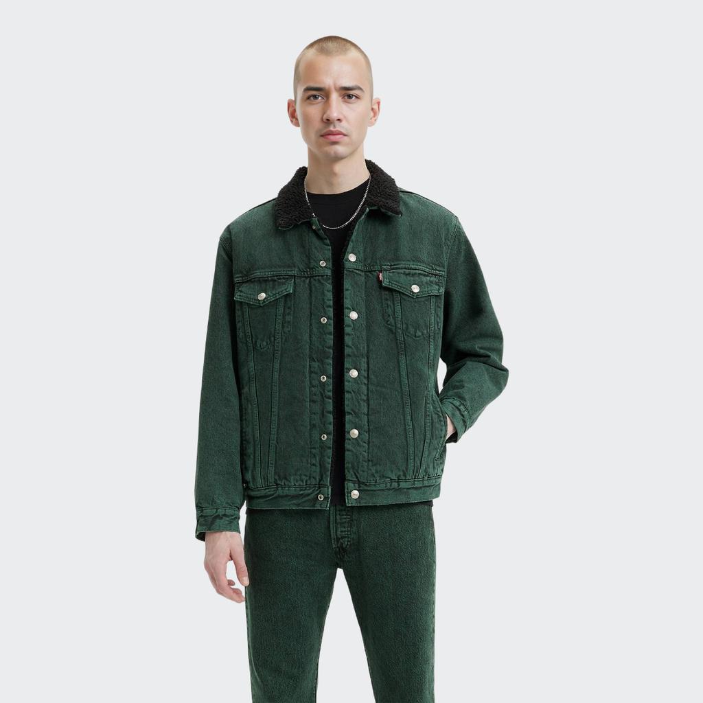 Pánská bunda Levis Relaxed Fit Sherpa Trucker Jacket Zelená A5784-0008