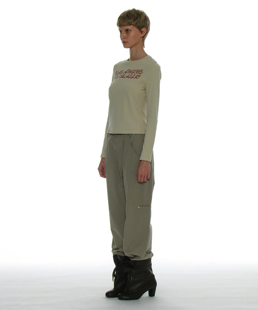 PARTIMENTO WOMEN 93 Studded Printed Long Sleeve Tee_Cream
