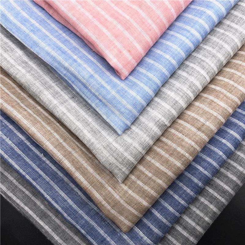 High-Density Yarn-Dyed 50S Cotton Fabric with 0.2CM Stripes for Premium Shirts