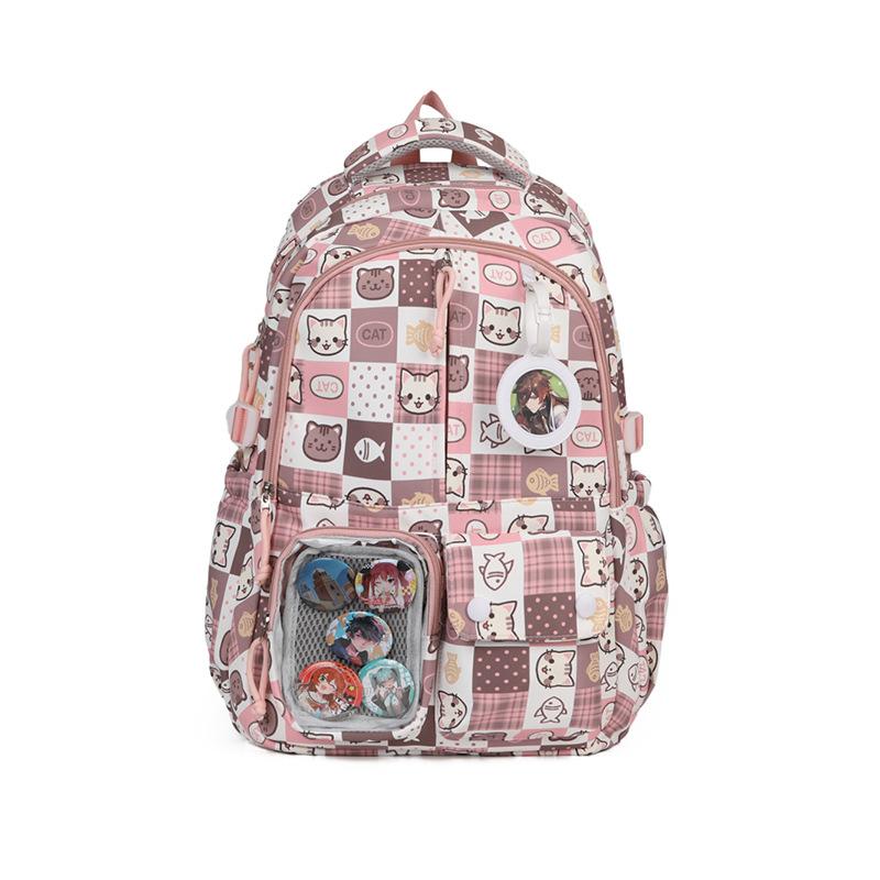 Schoolbag College Style Cute Backpack Graffiti Kitten Large Capacity Student Schoolbag Transparent Bar Japanese Girl Backpack