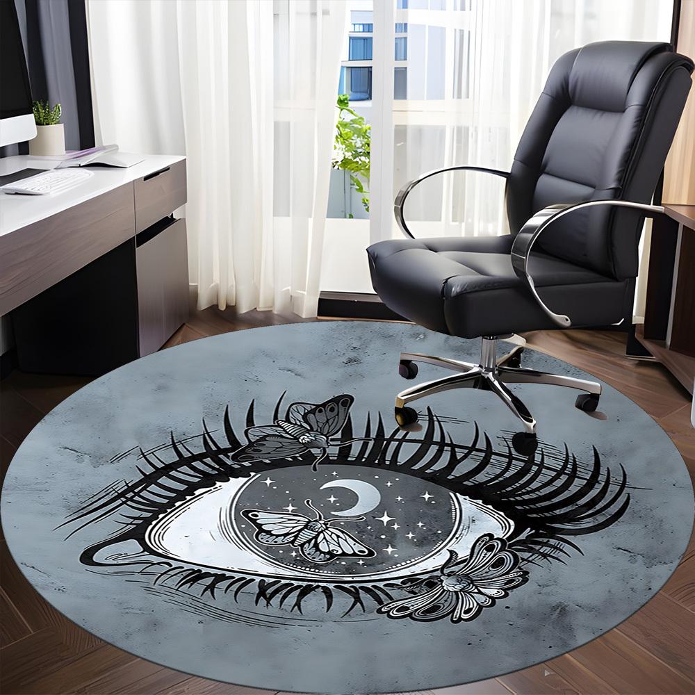 1pc Eye Butterfly Office Round Rug, Carpet for Office, Gaming, Lightweight Round Floor Mat yy260205037