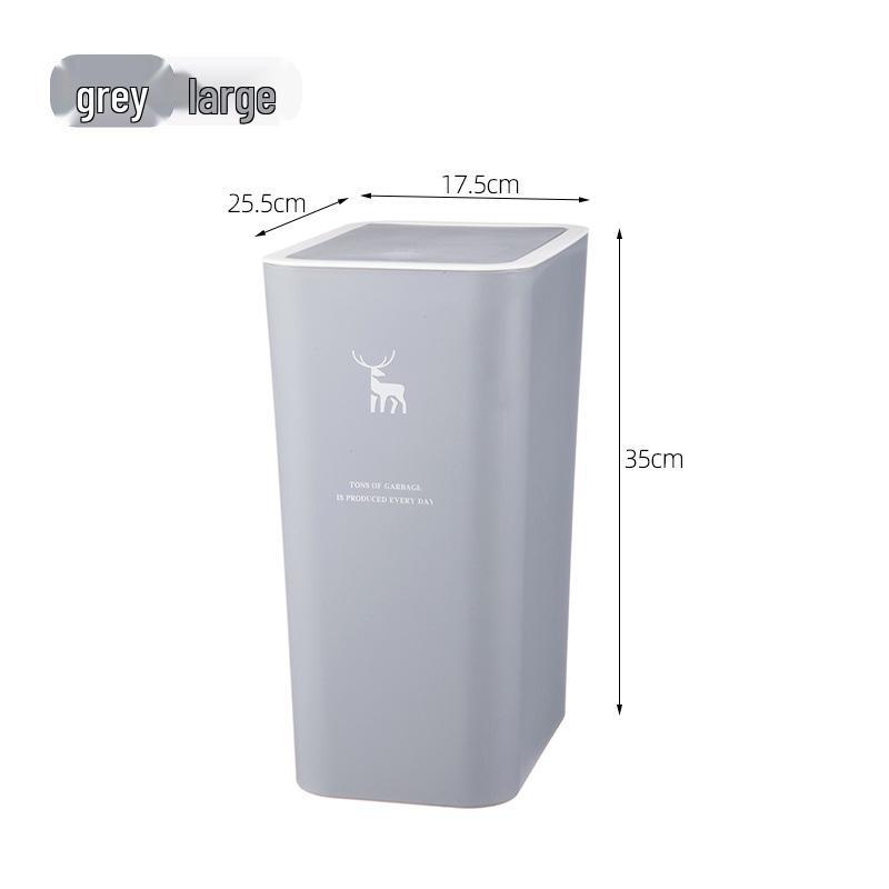 Creative Press-Type Trash Can with Lid for Kitchen & Bathroom – Large, Plastic, Multi-Compartment Storage Bin