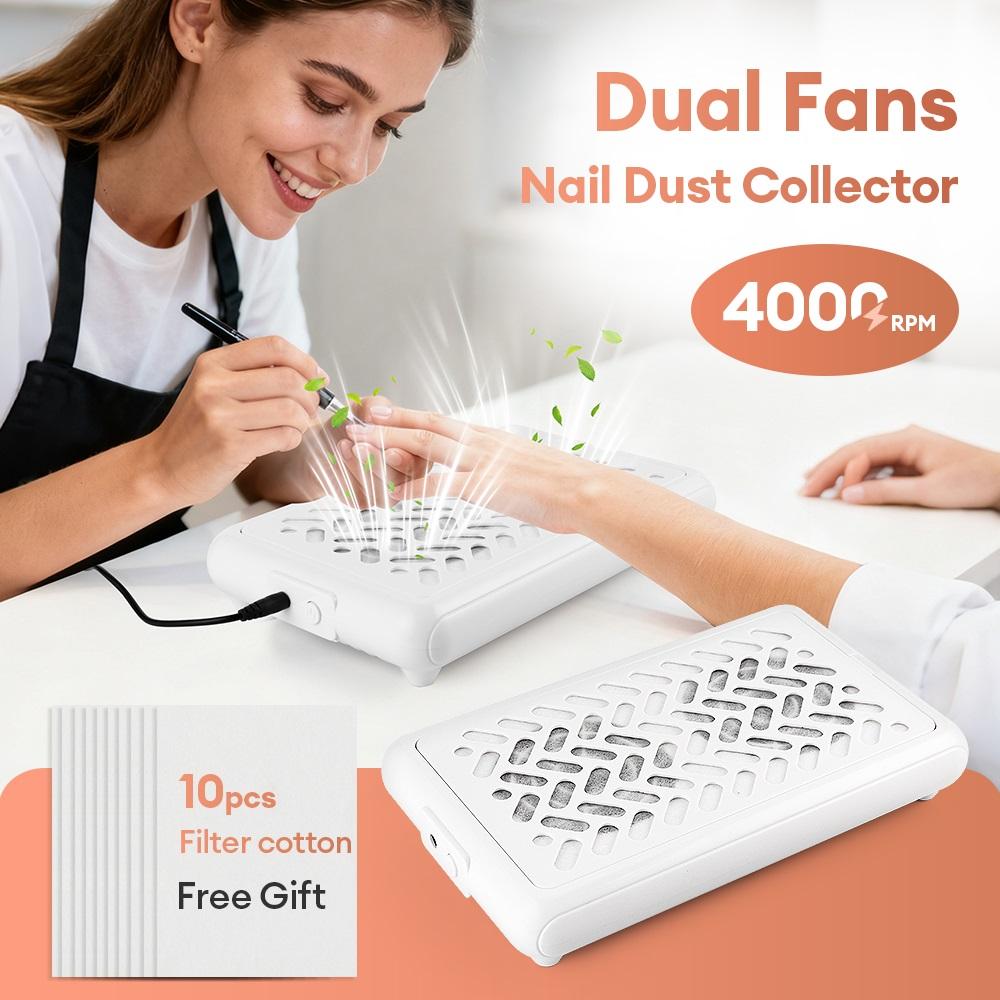 4000RPM Dual Fans Nail Dust Extractor Powerful Twin Turbo Vacuum Nail Dust Collector Low Noise Vacuum Cleaner Fan With Filter